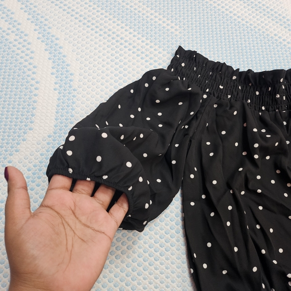 Streetwear Society Black Polka Dot Off-Shoulder Top in XL - Picture 4 of 5